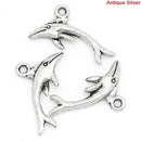 10 DOLPHIN Antique Silver Tone Metal Charm Pendants . chs0802