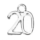 6 Number 20 Charms, Silver Plated Pendants, number twenty, chs2521
