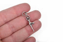 2 Stainless Steel YOGA TREE Pose Charm Pendants, gymnast gymnastics meditation zen sports charm, 32x8mm chs2823