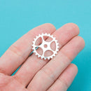 8 Silver Tone Pewter COG GEAR Charm Pendants 25mm (1" diameter) chs0041