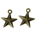 15 Bronze STAR Charm Pendants, double sided design, 1/2" chb0296