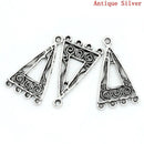 6 Antique Silver TRIANGLE Swirl Design Connector Link Charms, 25x15mm, chs1776