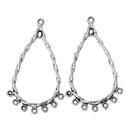8 Antique Silver Twisted TEARDROP Chandelier Connector Link Charms, 1-to-7 earring charms, 4.2x2.5cm  chs1774
