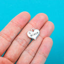 1 Silver Tone Rhinestone " Niece " Heart Charm Pendant 16x14mm (5/8"x1/2") chs0162a