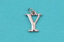 4 UPSILON Letter Y Silver Plated Charms, Greek Letter . Sorority Sister .  Silver Plated Pendant, 3/4" tall includes jump ring, chs2213