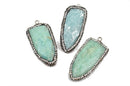 AMAZONITE Arrow Pendant with Rhinestones, Large Pavé Pendant, Double Sided Natural Gemstone, 1-3/4" long cgm0058