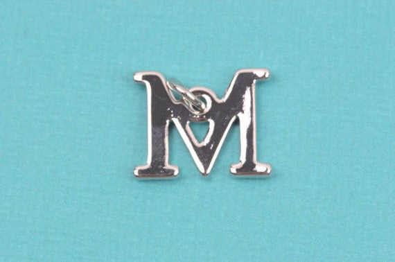 4 MU Letter M Silver Plated Charms, Greek Letter . Sorority Sister .  Silver Plated Pendant, 3/4" tall includes jump ring, chs2211
