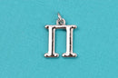 4 PI Letter Silver Plated Charms, Greek Letter . Sorority Sister .  Silver Plated Pendant, 3/4" tall includes jump ring, chs2209