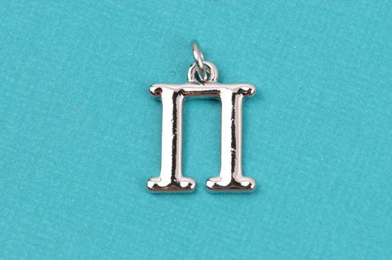 4 PI Letter Silver Plated Charms, Greek Letter . Sorority Sister .  Silver Plated Pendant, 3/4" tall includes jump ring, chs2209