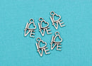 15 LOVE Charms, Word Affirmation Charm, Silver Tone Pewter Charm Pendant  chs1647