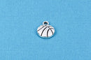 6 Silver Metal BASKETBALL Charm Pendants chs0665
