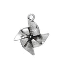 4 PINWHEEL FAN Charms, antique silver tone Metal, 7/8" wide chs1850
