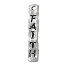 8 Antique Silver "Faith" Hammered Metal Tags religious charms, bar pendant, stamped rectangle charm chs2015