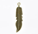 6 Large Antique Bronze Metal FEATHER Charm Pendants. CHB0148
