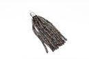 Crystal Bead Tassel Charm Pendant, SMOKY GREY Ab crystals with Silver cap, about 3" long chs2845