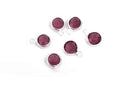 6 AMETHYST PURPLE Rhinestone Faceted Circle Charms, 6mm Silver Drop Charms, Crystal Glass, Silver Plated Bezel, February Birthstone  chs2936