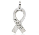 10 Silver Tone "Hope" Awareness Ribbon Charm Pendants  chs1515