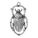 2 BEETLE Charms, Bug Charms, Silver Tone Pewter Pendants, 2-1/8" long chs2074