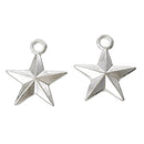 10 Silver Plated STAR Charm Pendants, 1/2" beveled double-sided design, same on front and back, chs1658a
