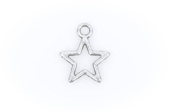 25 Antique Silver OPEN STAR Charm Pendants  chs1386
