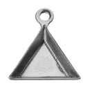 20 Stainless Steel TRIANGLE CABOCHON Setting Bezel Frame Charm Pendants, Silver (tray fits 9x8mm cabs)  chs2085