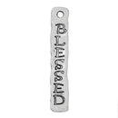 8 Antique Silver "Blessed" Hammered Metal Tags religious charms, bar pendant, stamped rectangle charm,  chs2007