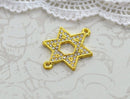 1 Rhinestone Bright Gold STAR OF David Connector Charms . chg0023