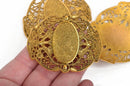 2 Large Gold Filigree Cuff Bracelet Findings, Sideways Curved Connector Links, Antiqued Gold, 67x51mm, (2-5/8" long) chg0590