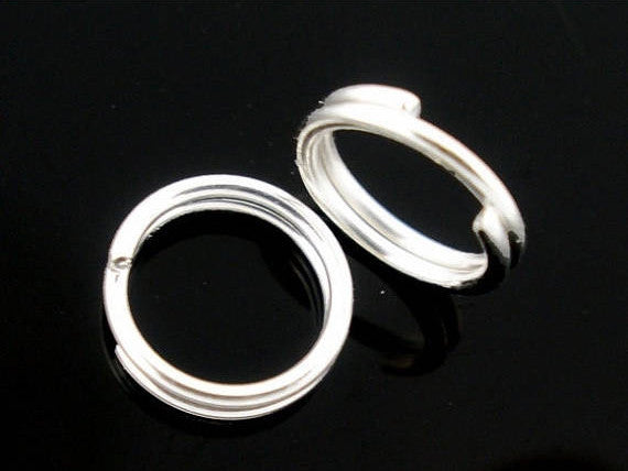50 Silver Plated Double Loops Split Rings Open Jump Rings 8mm  jum0098