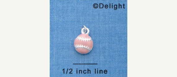 1 Silver Plated Charm Pendant, PINK SOFTBALL   che0283
