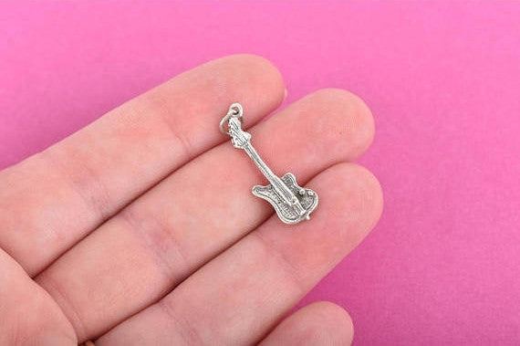 Sterling Silver ELECTRIC GUITAR Charm, 28x9mm, pms0418