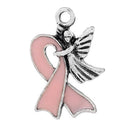 4 PINK RIBBON Angel Charm Pendants, breast cancer awareness, awareness charms, che0484