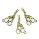 8 Bronze STORK SCISSORS Charm Pendants 26x15mm, chb0429