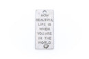 2 Large Antique Silver Carved "How Beautiful Life is..." Quote Rectangle Charm Pendants  chs1387