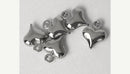 20 Tiny Silver TONE Puffy Heart Charm Tags  10x7mm. chs0870