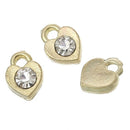 20 Gold Plated Small Heart Charms with clear white rhinestone, tiny pendants, earring charms, 8x6mm, chg0574