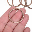 5 Copper Hammered Rings, Circle Washer Connector Links, Hammered Metal Charms, 32mm, chc0090