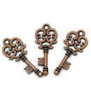 10 Antique Copper Metal FANCY KEY Charm Pendants. Chc0014