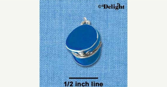 1 silver plated Enamel Blue POLICE HAT 3-D Charm  che0310