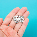 4 Silver Tone Large Drama Acting Theater COMEDY TRAGEDY Mask Charm Pendants chs0087