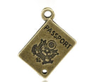 8 Antique Bronze PASSPORT Charm Pendants. 18x12mm. CHB0033