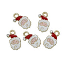 5 CHRISTMAS SANTA Claus Charms or Pendants . Gold Plated with enamel and rhinestone accents, 5/8" chg0310