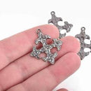5 Gunmetal Cross Fleury Relic Charms, Fleur de Lis Cross, Gunmetal Hammered Plated Metal, double sided design, 30x28mm, chs2950