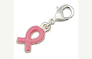 On Sale  10 Enamel PINK Ribbon for Breast Cancer Awareness Clip-On Charms with lobster clasp  che0221