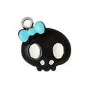 5 Cute Black with Blue Bow Resin SKULL Charm Pendants  cha0135
