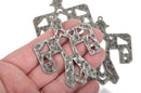 2 Gunmetal THUNDERBIRD Pendants, Southwest Style Pendant Charms, 2.5" long cho0158