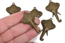 5 ELEPHANT Bronze Pendant Charms, Hindu Ganesha Elephant Head, 1-3/4" long chb0468