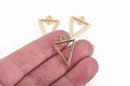 5 Gold Plated TRIANGLE Charms, 2-Hole Connector Links, Open Wire Charms, 24x17mm, chs2975