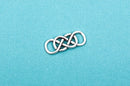 10 DOUBLE INFINITY Charm Connector Links, silver tone metal, 1-1/4" x 1/2".  Chs1695