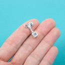 10 Silver Pewter Old Fashioned INK WELL and Quill Pen Charm Pendants . chs0042